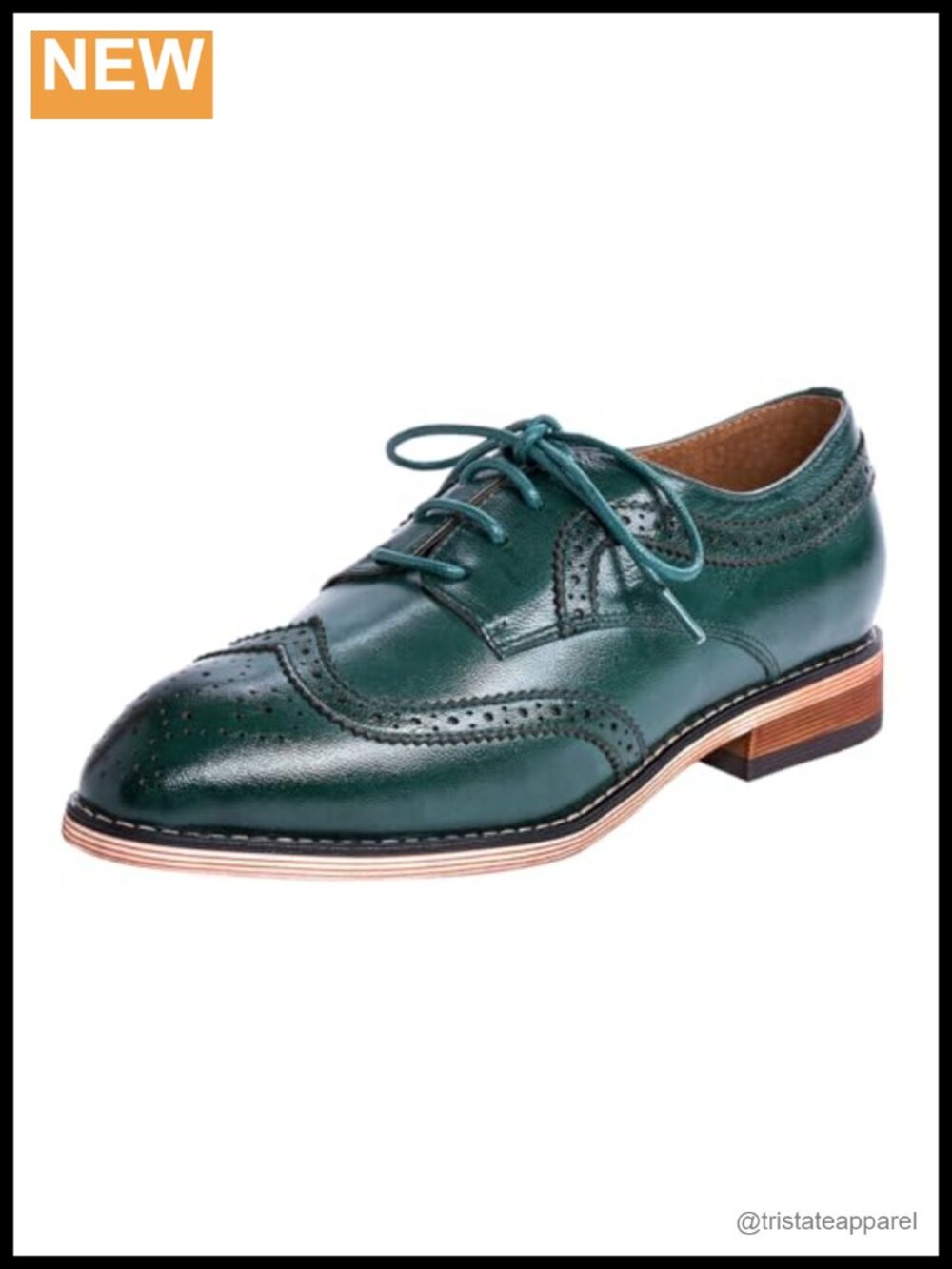 Sheepskin Leather Wingtip Oxford Brogues Lace-Up Work Flat Shoes